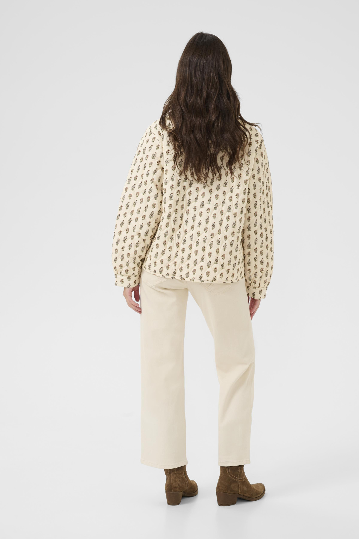 cream veste matelassée à motifs floraux 10614669 (5)