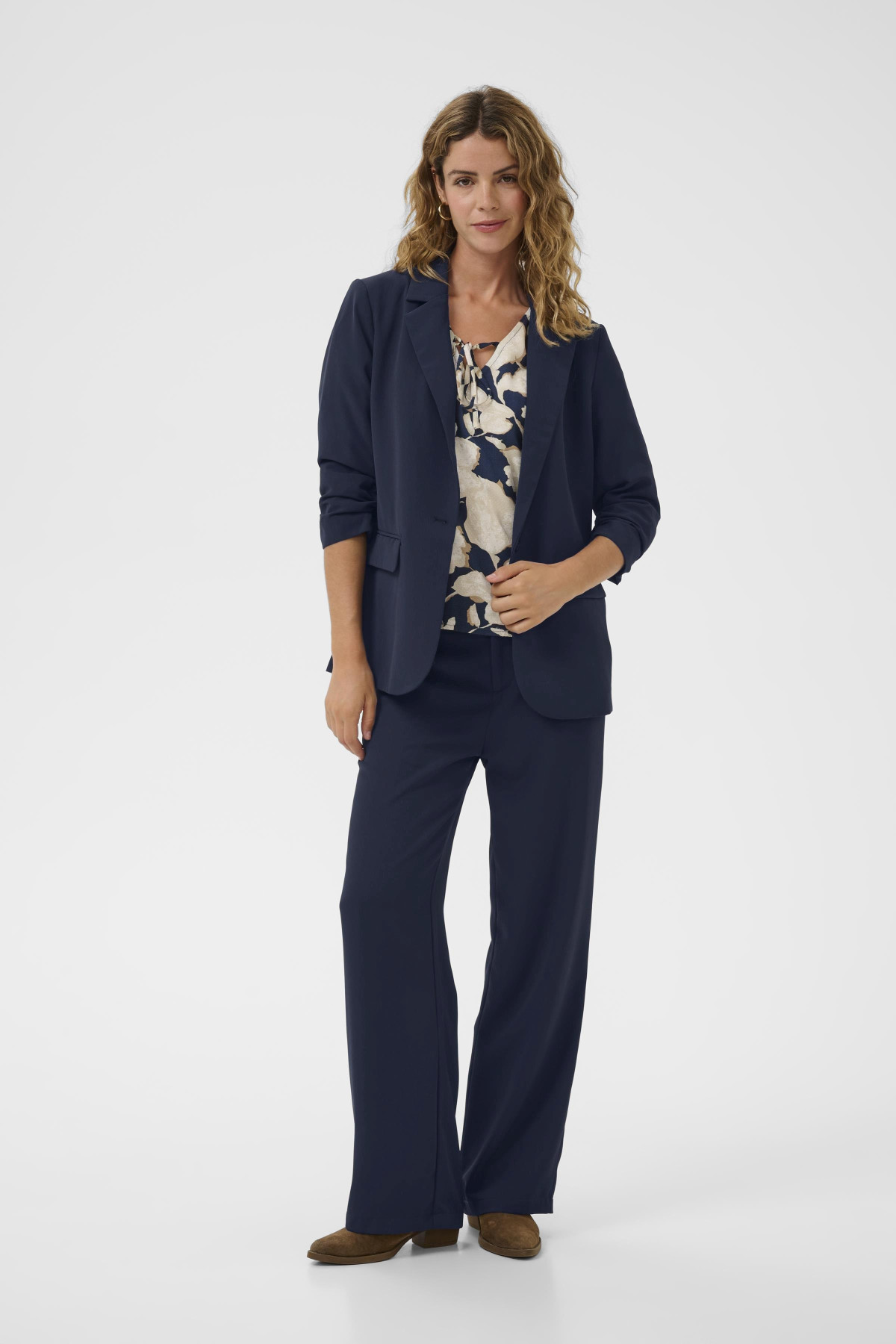 cream blazer 3/4 cocamia bleu marine 10613975 (3)