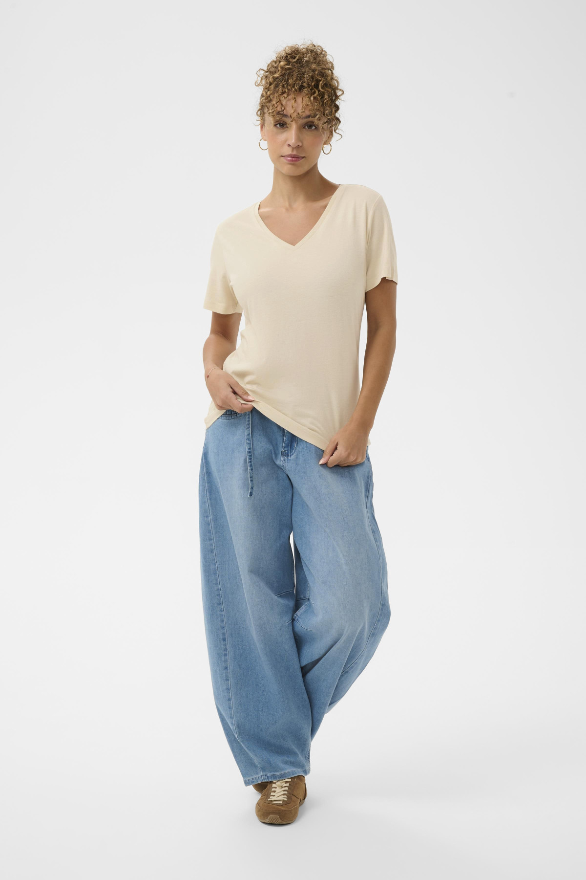 tshirt naia cream beige col v 10604508 (4)