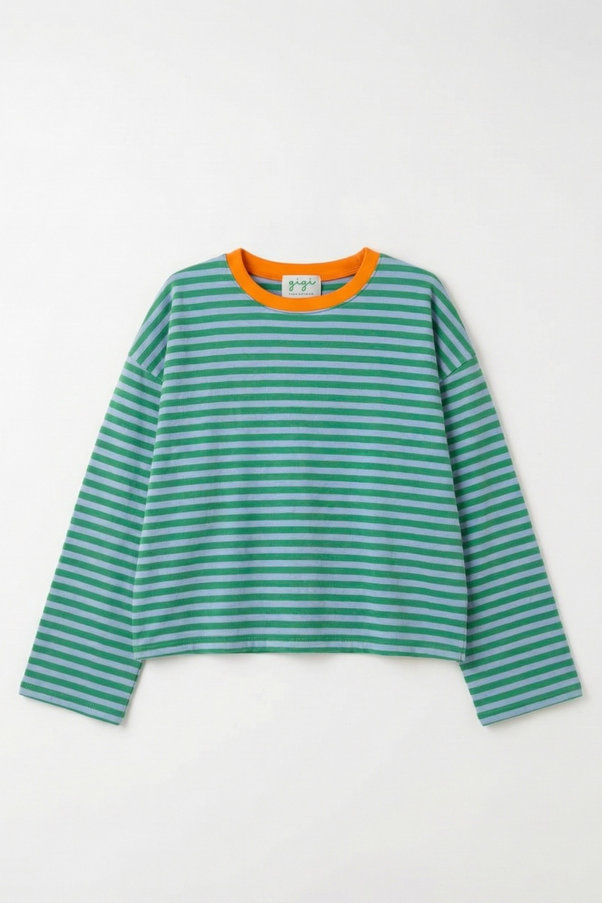 chummy tshirt tom rayé bleu et vert col orange 1092 (1)