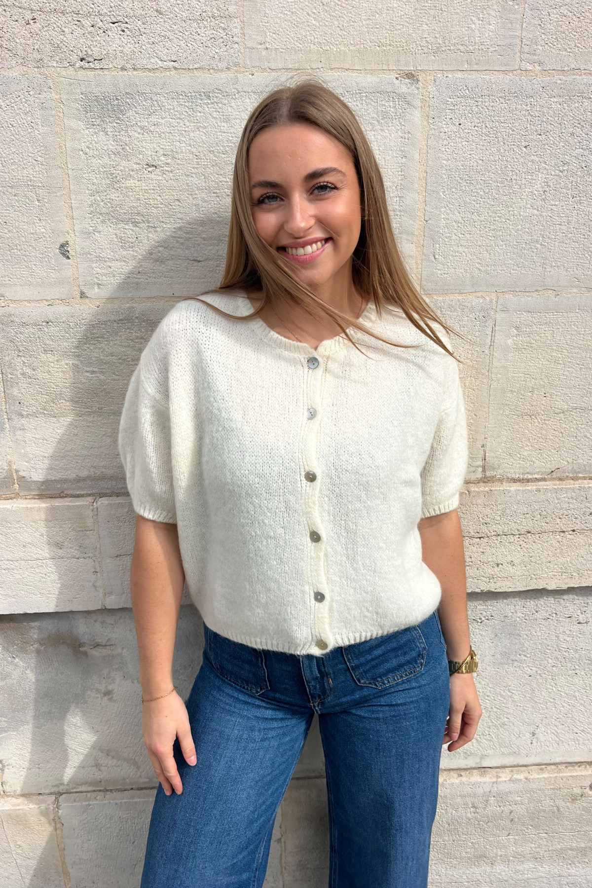 chummy gilet lili manches 3/4 blanc 7529 (1)