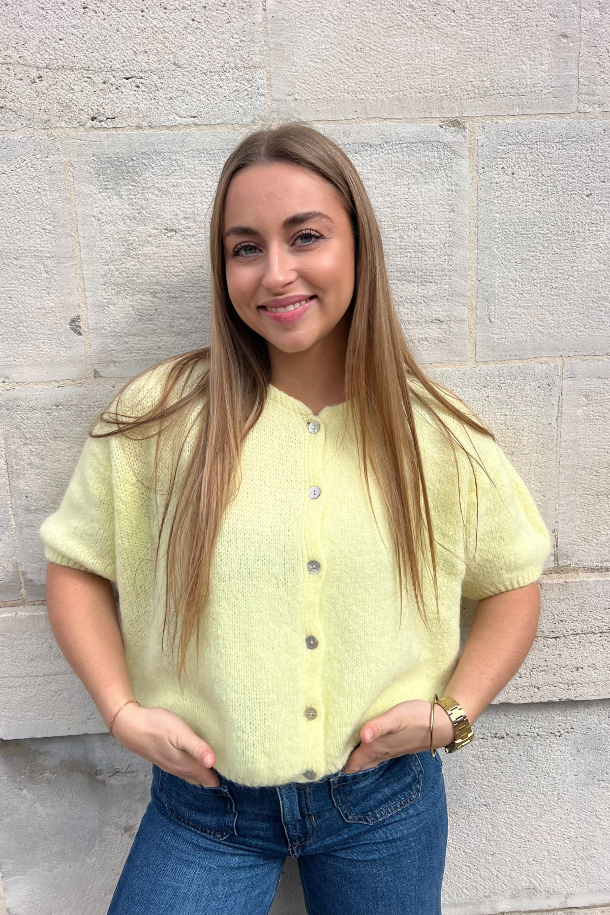 chummy gilet lili manches 3/4 jaune 7529 (1)