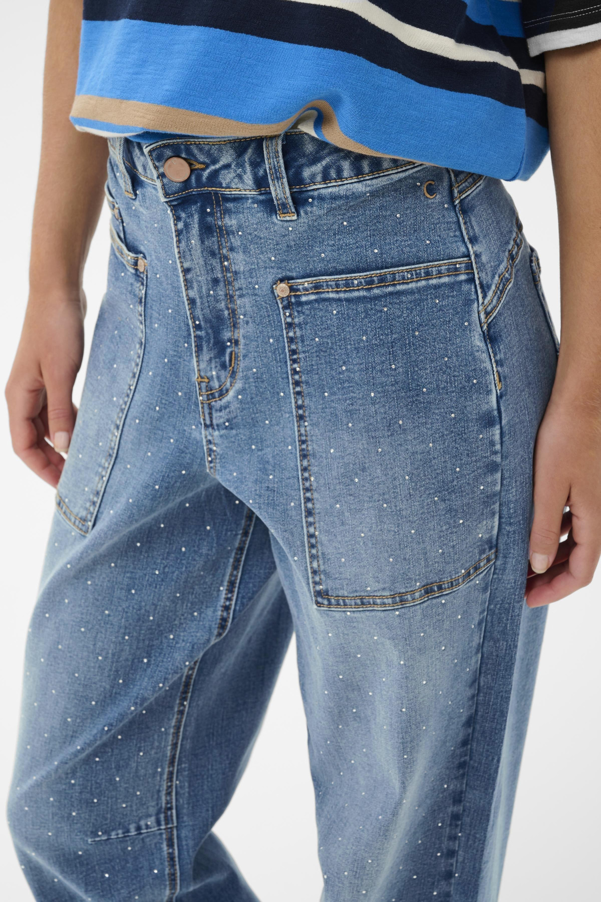 jeans clair avec strass cream svea 10614838  (1)