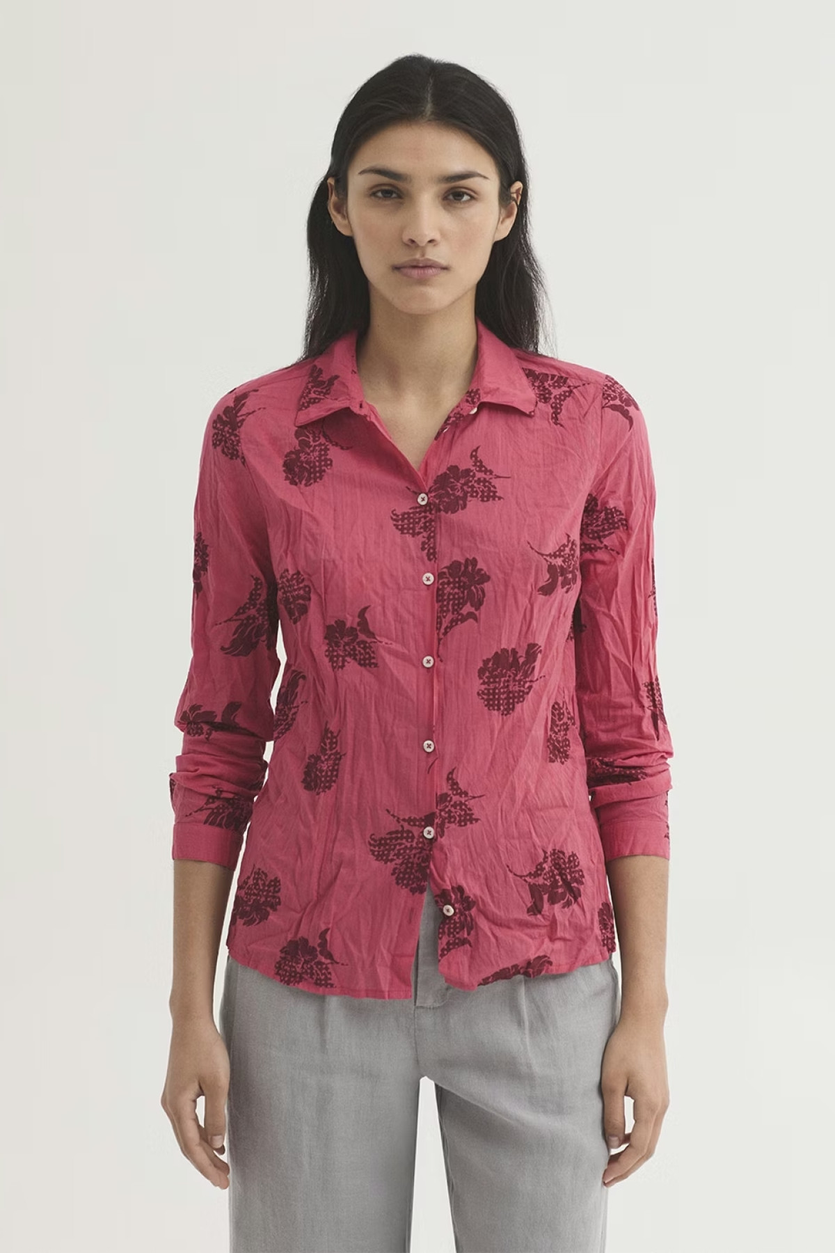 CHEMISE NICE THINGS PALOMA DOTS AND FLOWERS ROUGE (1)