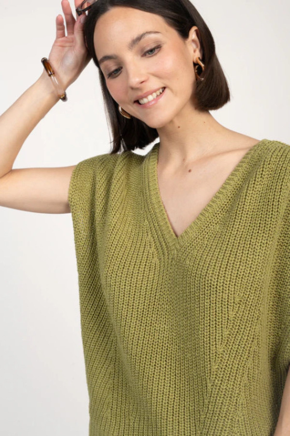 PAKO LITTO PULL SANS MANCHES ÈVE VERT (2)