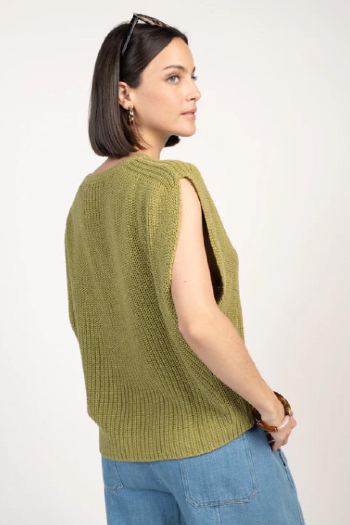 PAKO LITTO PULL SANS MANCHES ÈVE VERT (3)