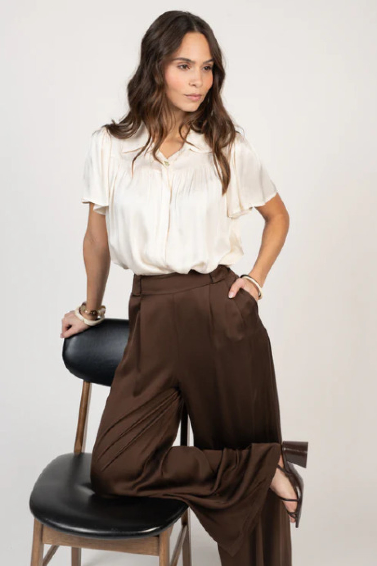 PAKO LITTO CHEMISIER SATINÉ ÉVANGÉLINA ECRU (4)