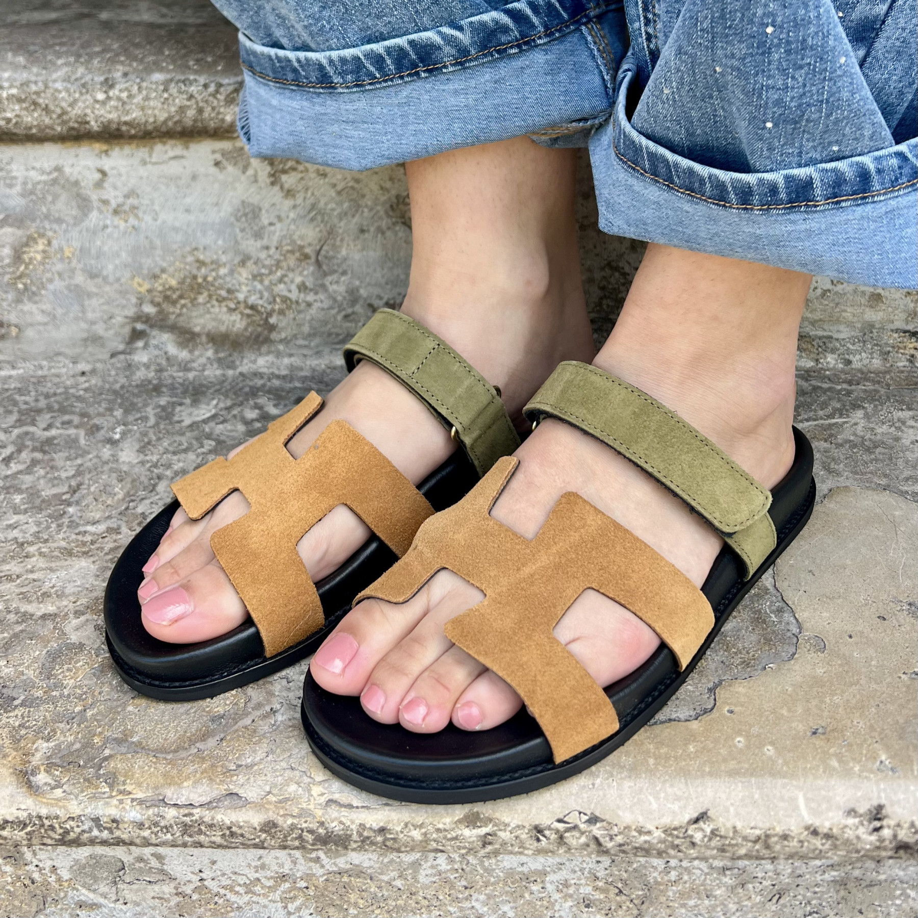 DONNA LUCCA SANDALES CUIR/OLIVE 1822 (3)