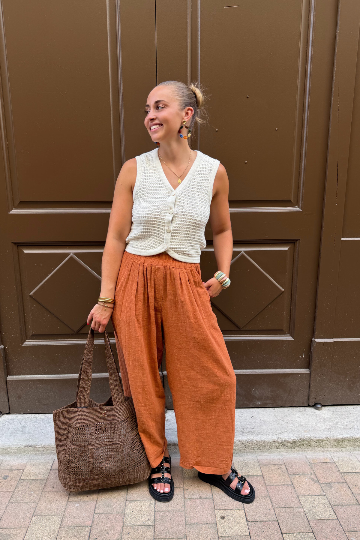 pantalon en lin ocre (2)