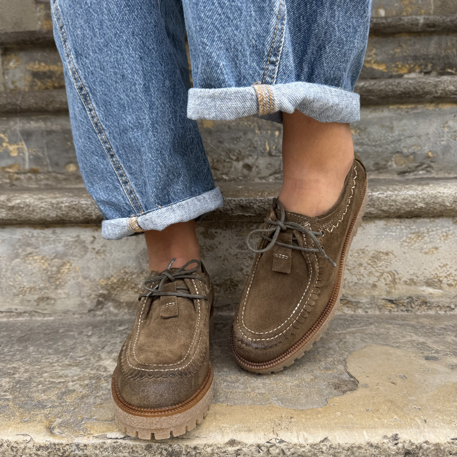 minka derbies leila croste velour 58884 kaki (5)