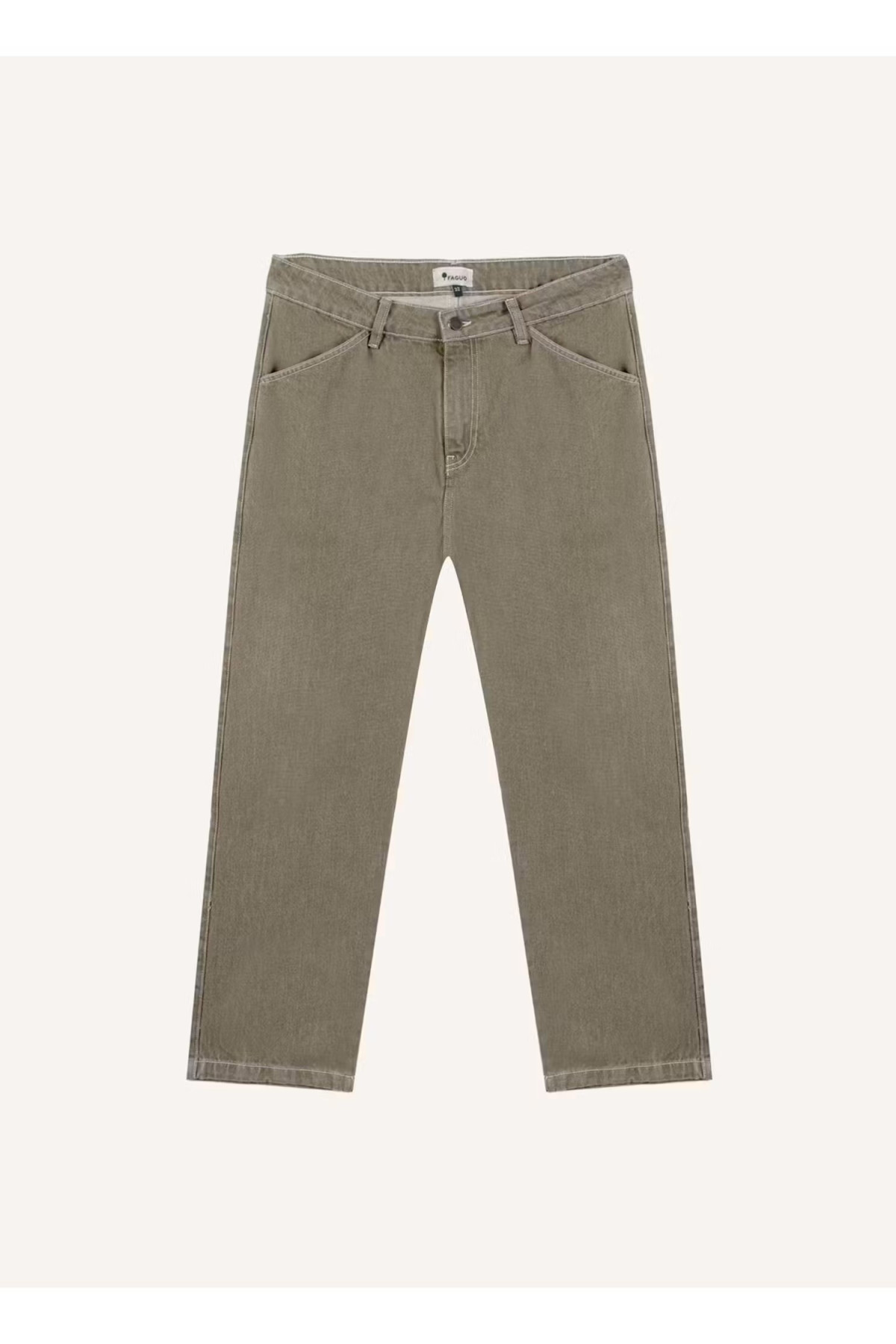 faguo pantalon denim loose beige (1)