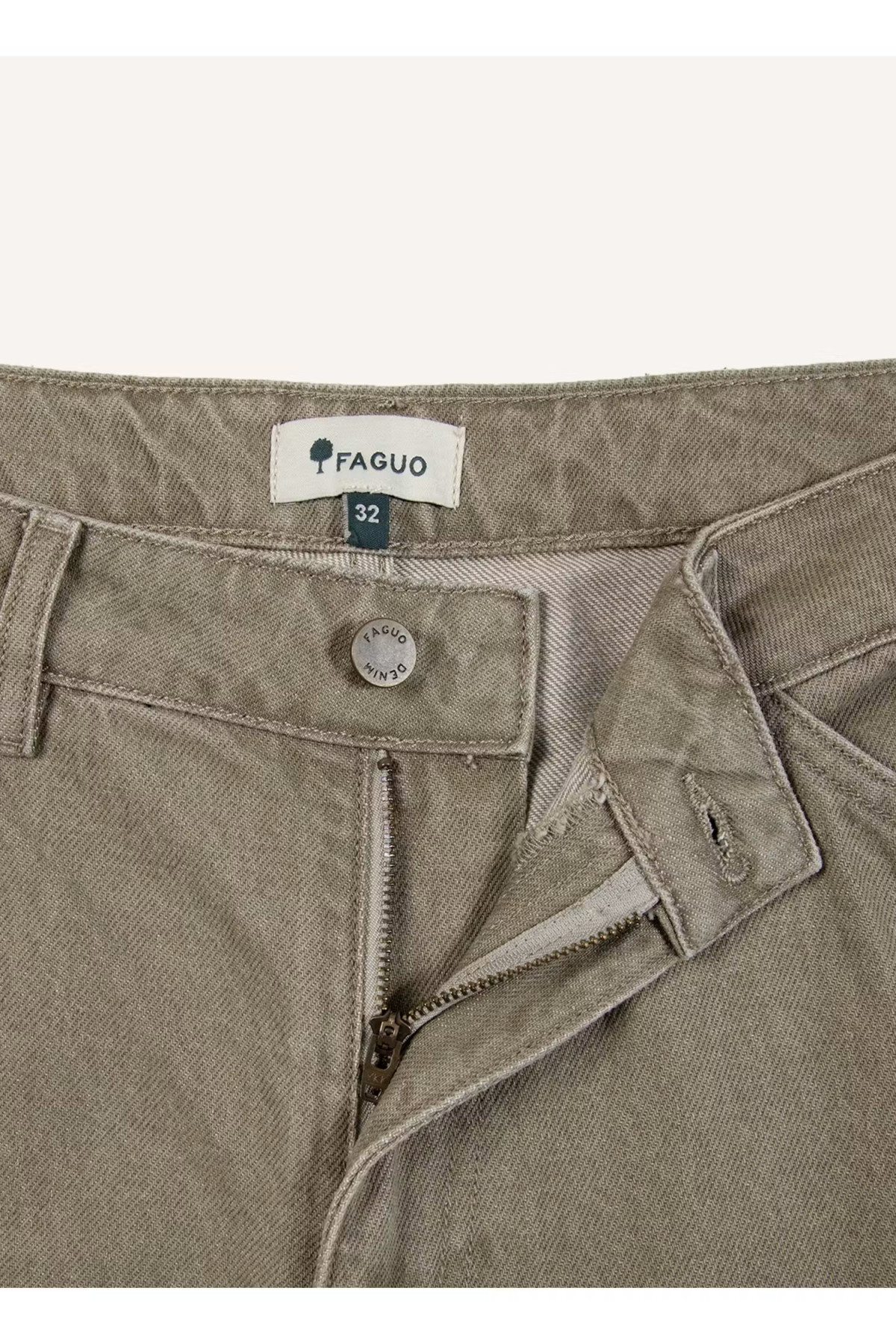 faguo pantalon denim loose beige (4)