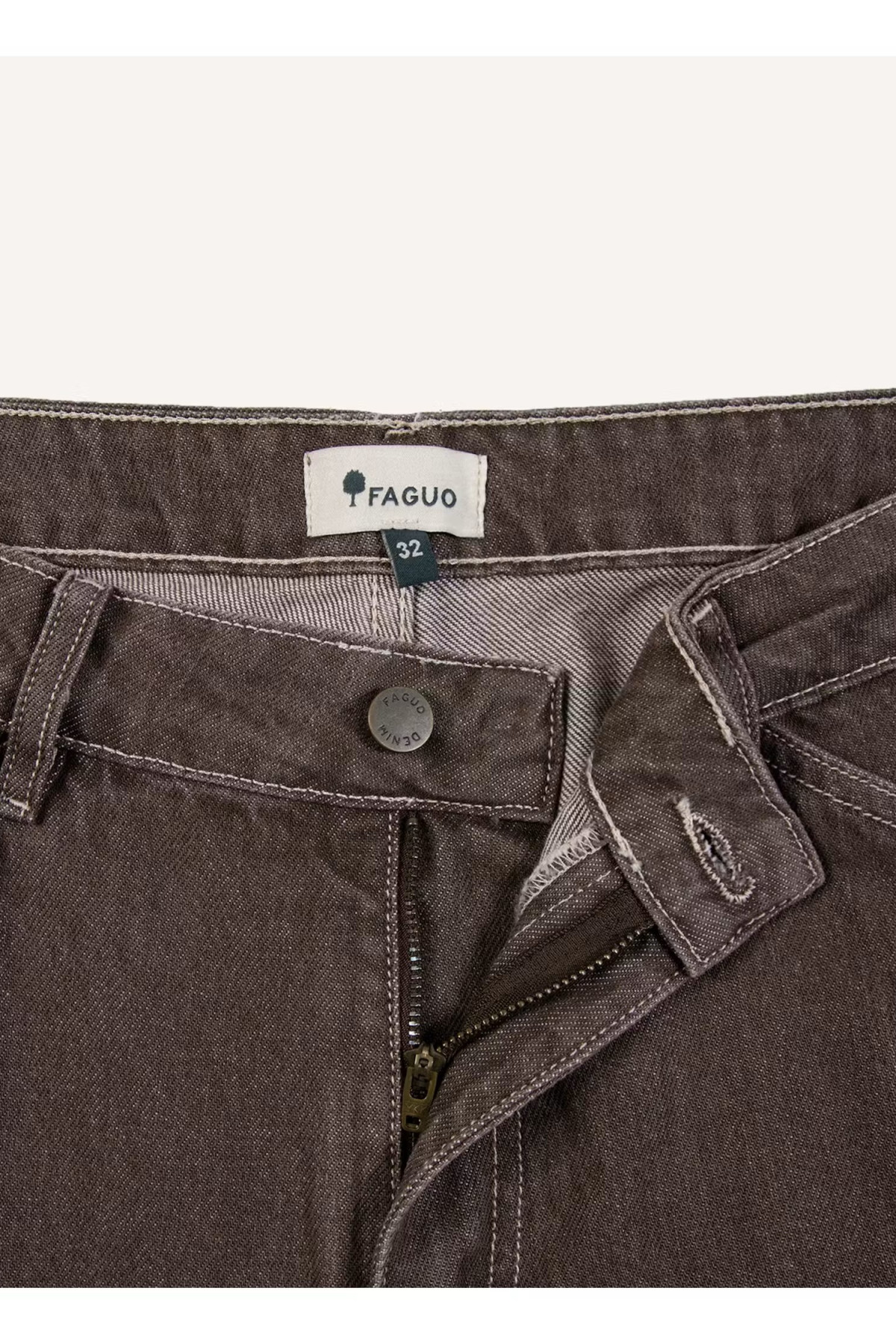 faguo pantalon denim loose marron (4)