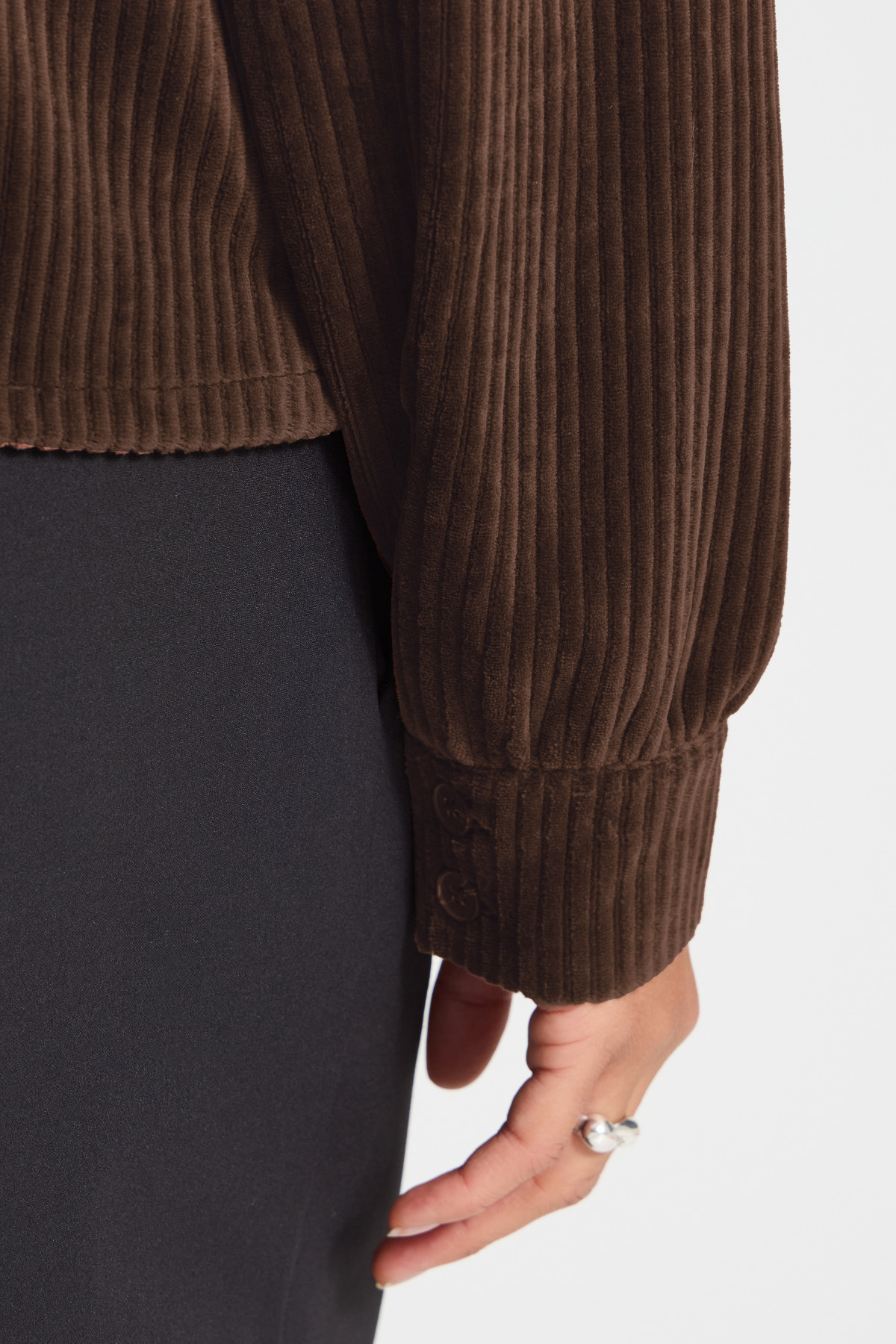 ICHI VESTE TAMARY CHOCO 20126372 VELOURS  (3)