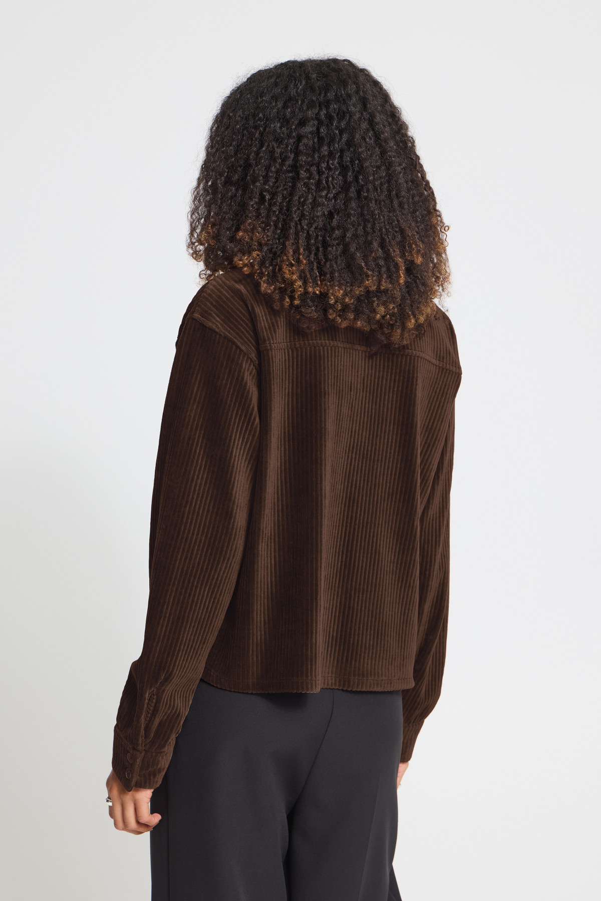 ICHI VESTE TAMARY CHOCO 20126372 VELOURS  (4)