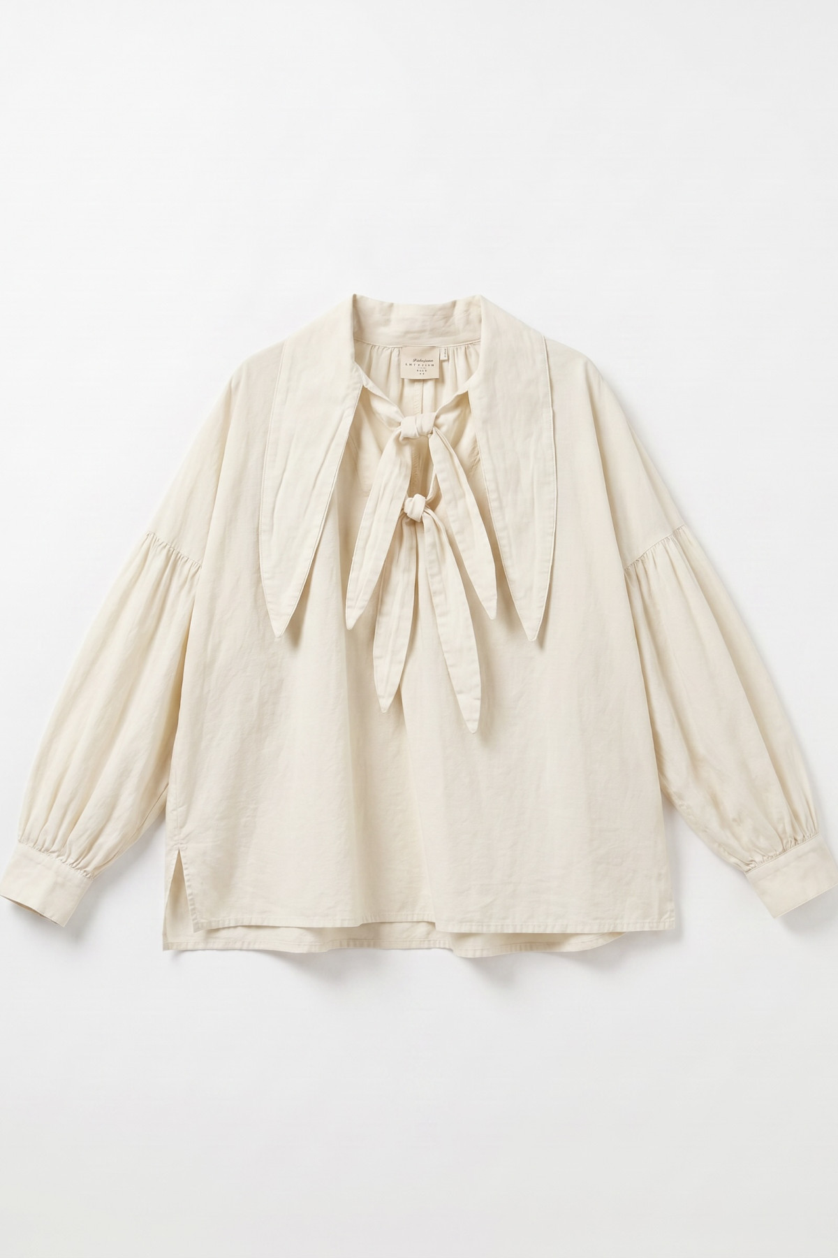 BLOUSE A NOUER EN VOILE DE COTON BEIGE  (1)