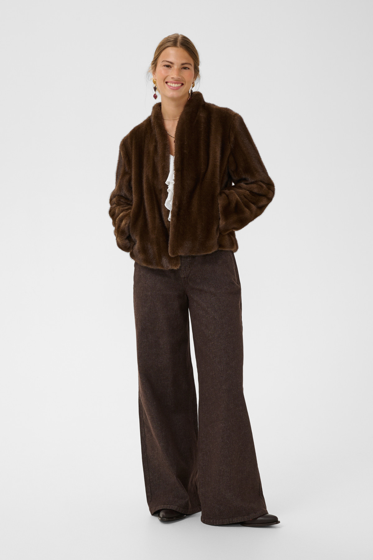 Veste cream frania fourrure marron 10615562 (3)