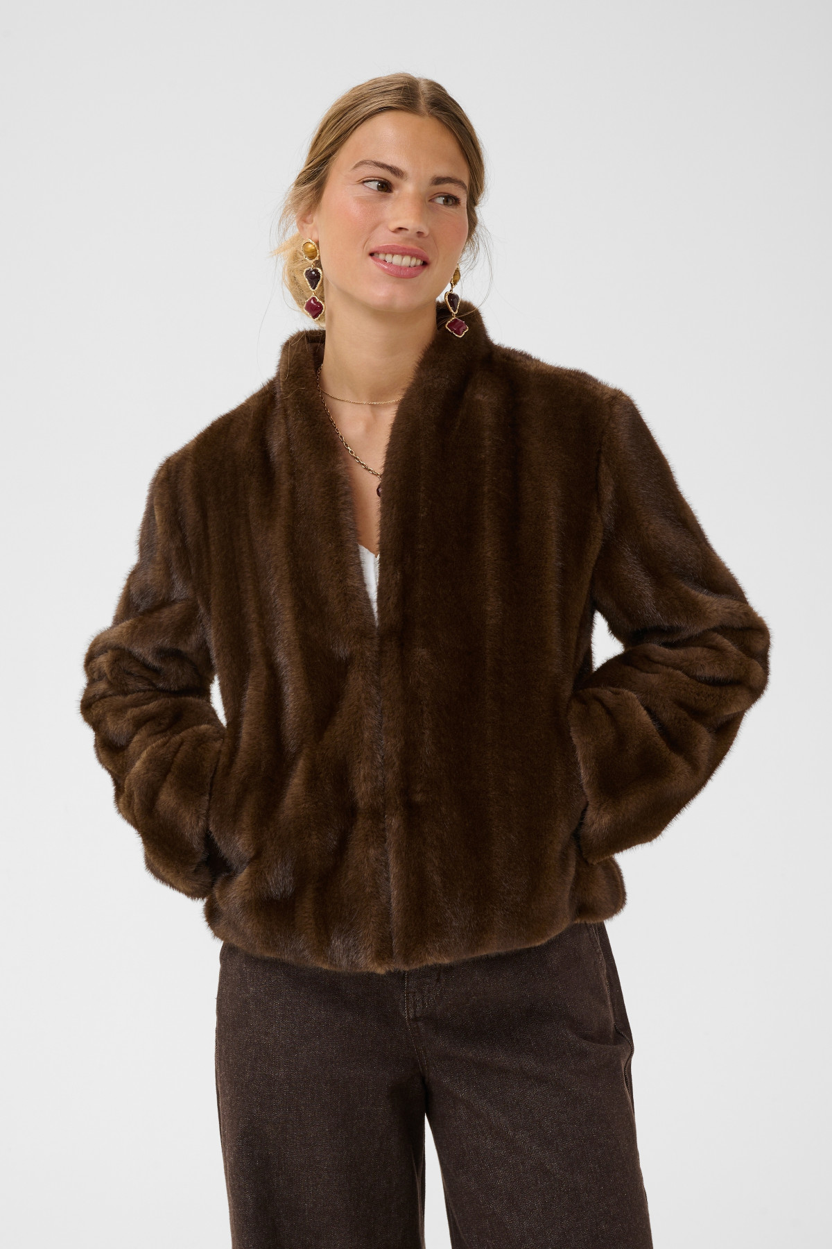 Veste cream frania fourrure marron 10615562 (5)
