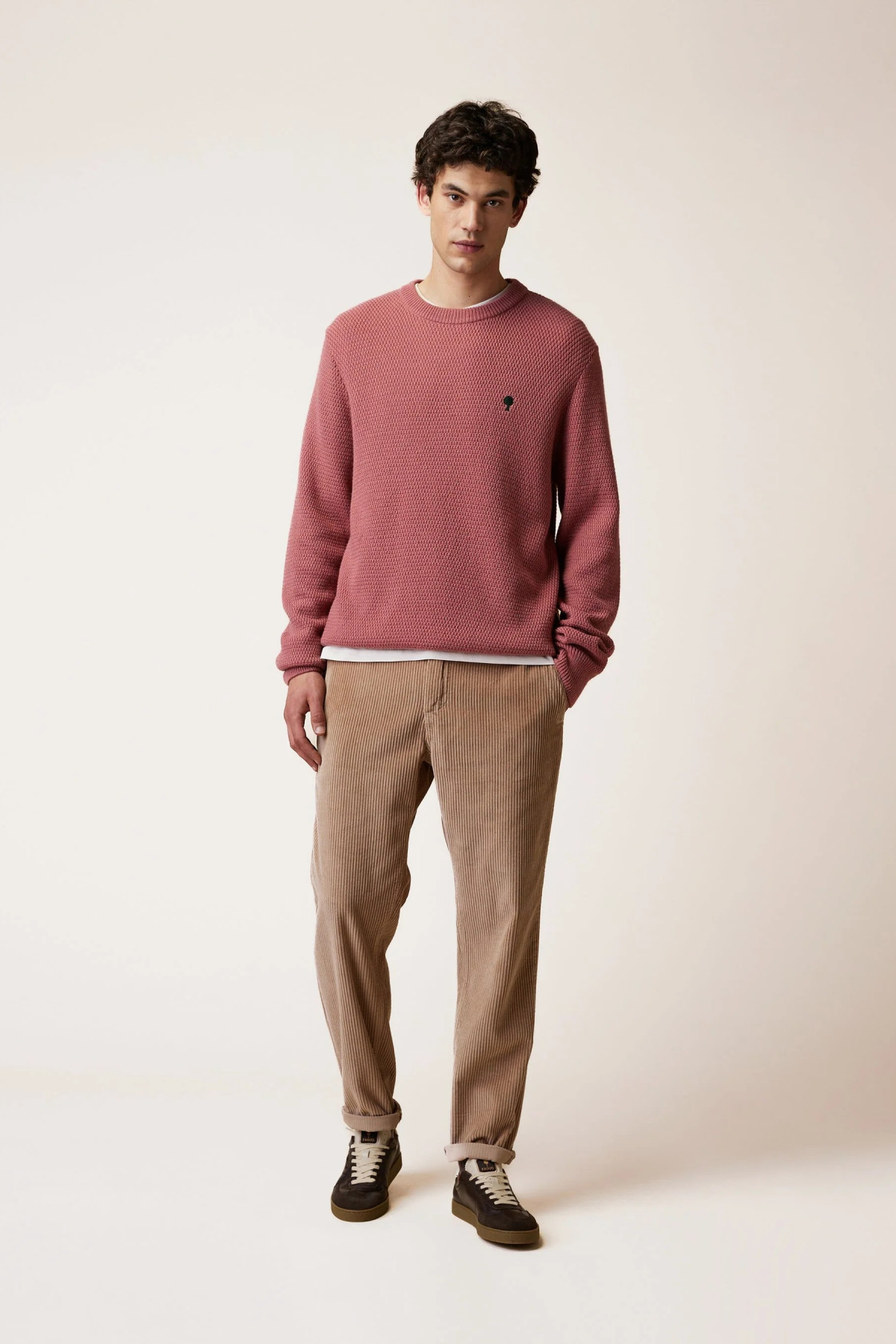 faguo aumont pull col rond en laine rose (2)
