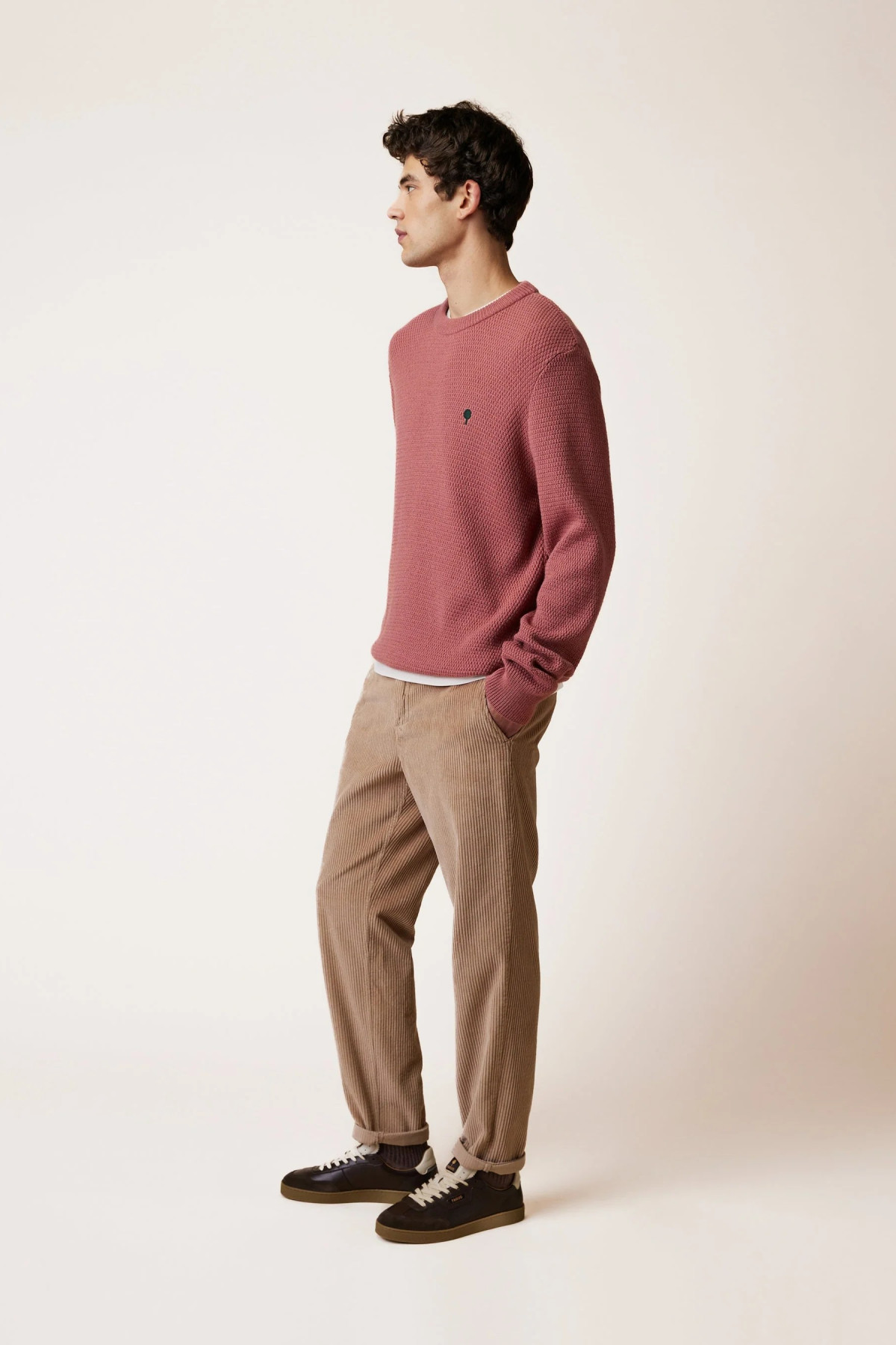 faguo aumont pull col rond en laine rose (3)