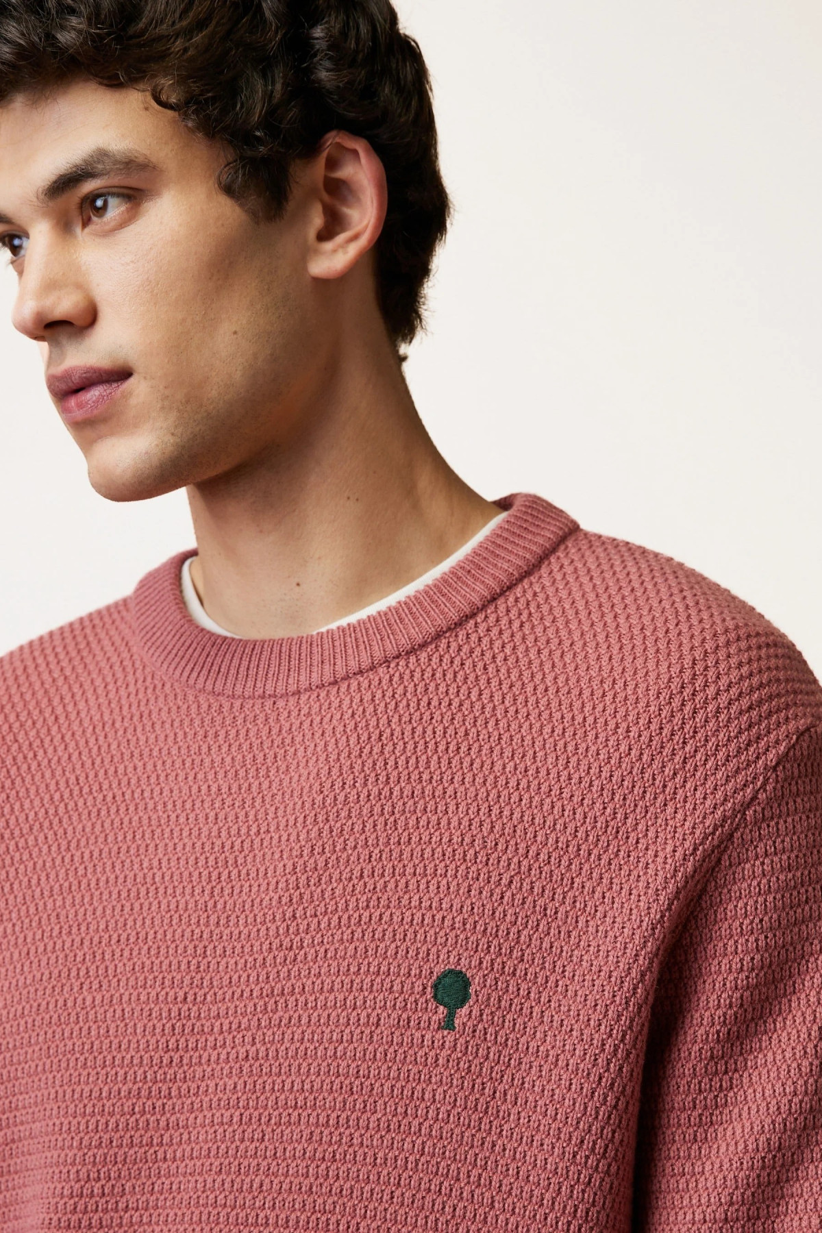 faguo aumont pull col rond en laine rose (4)