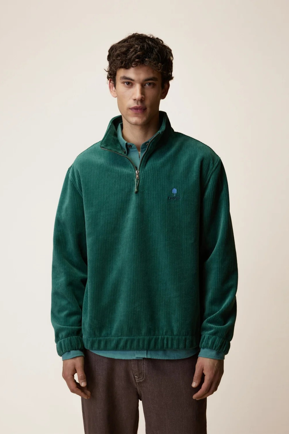 faguo sweat zippé amboise vert grisé (1)