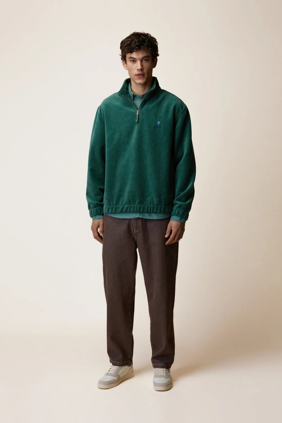 faguo sweat zippé amboise vert grisé (2)