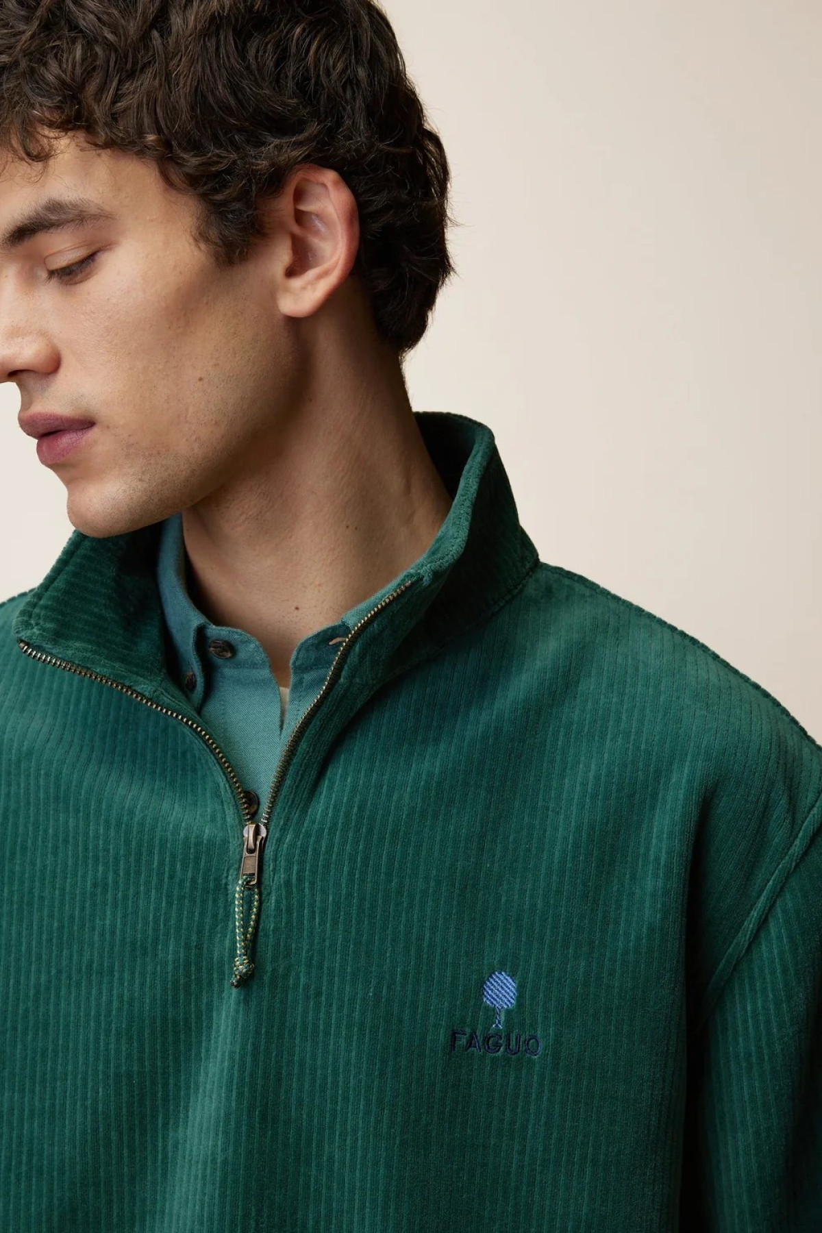 faguo sweat zippé amboise vert grisé (4)