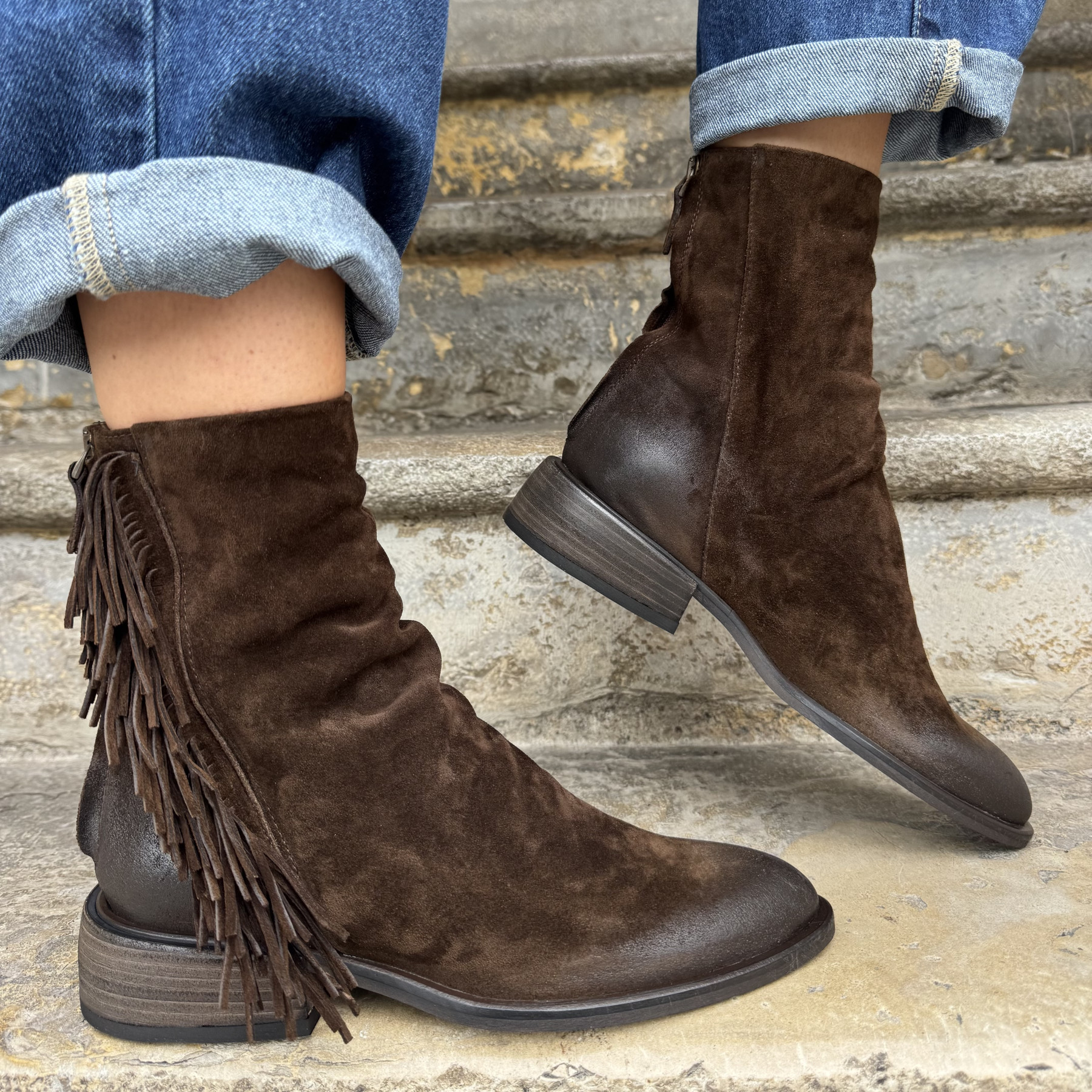 boottines mimmu chocolat a franges charlene  (4)