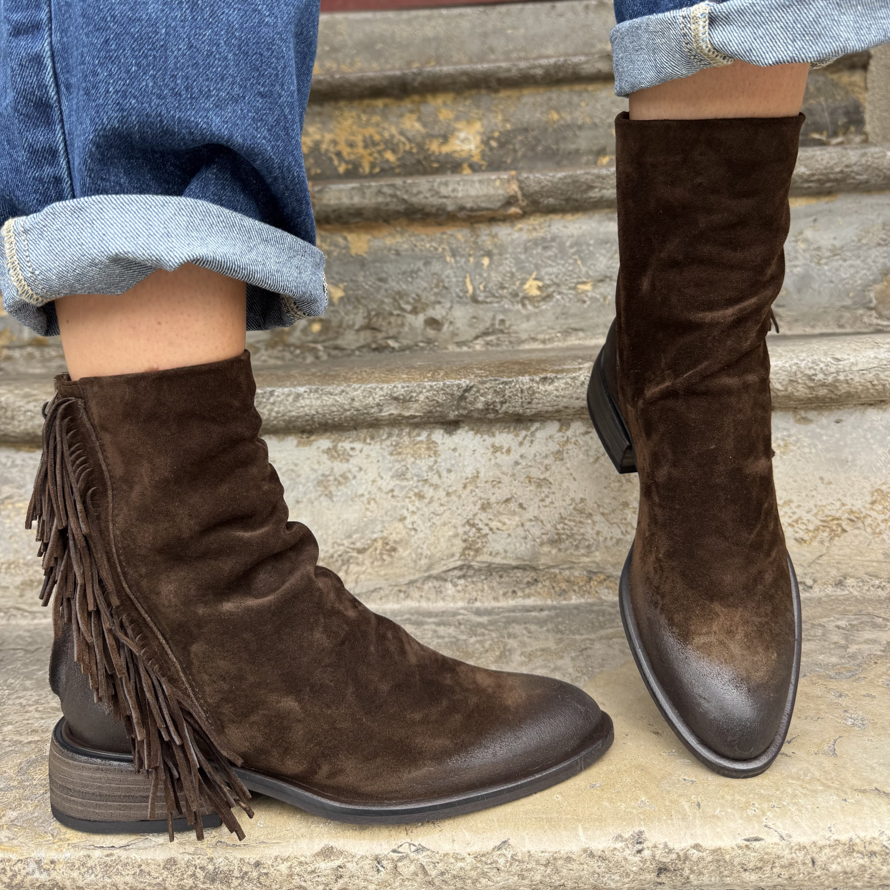 boottines mimmu chocolat a franges charlene  (5)