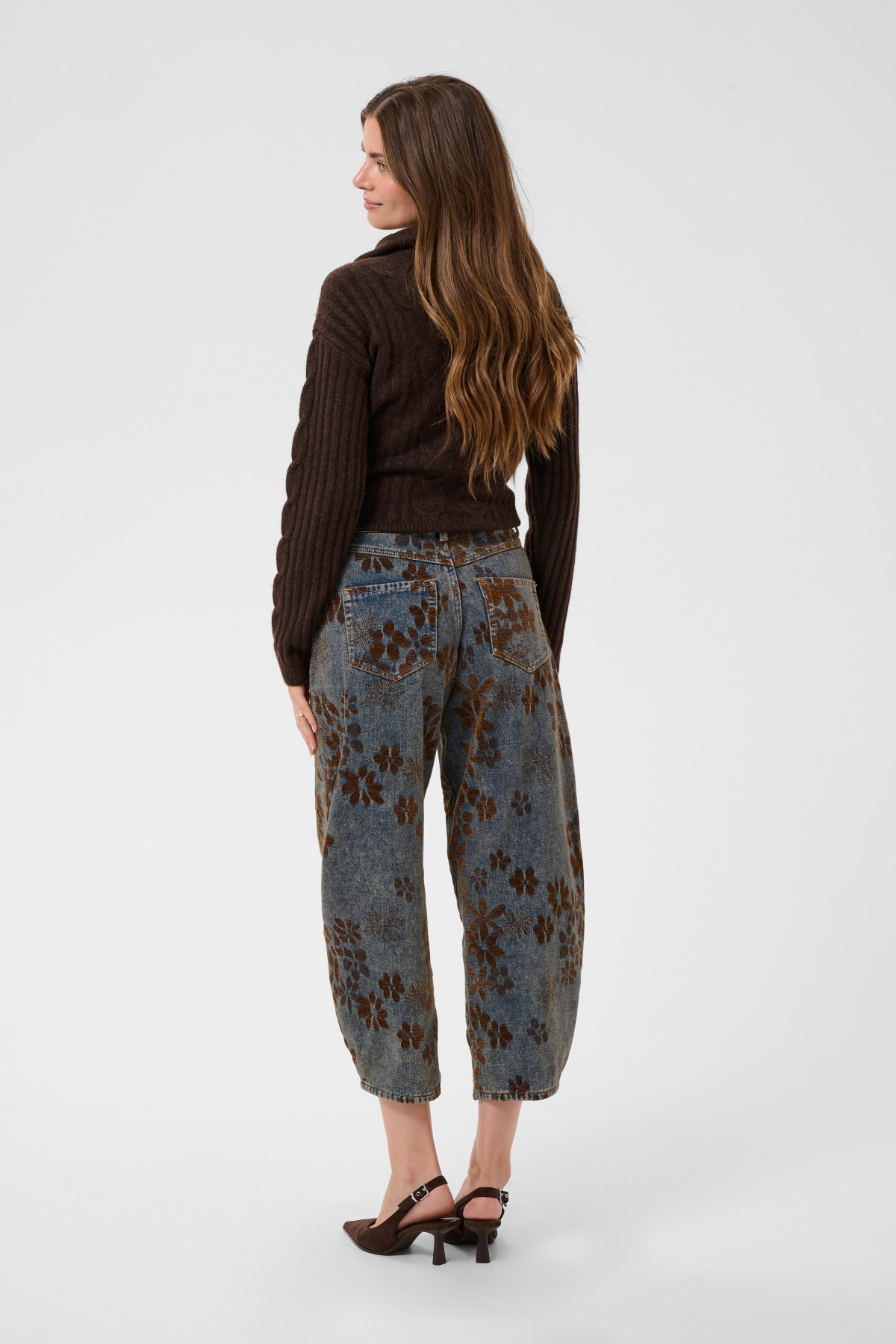 jeans barrel cream ramona avec fleurs velours marron 10615842 (4)