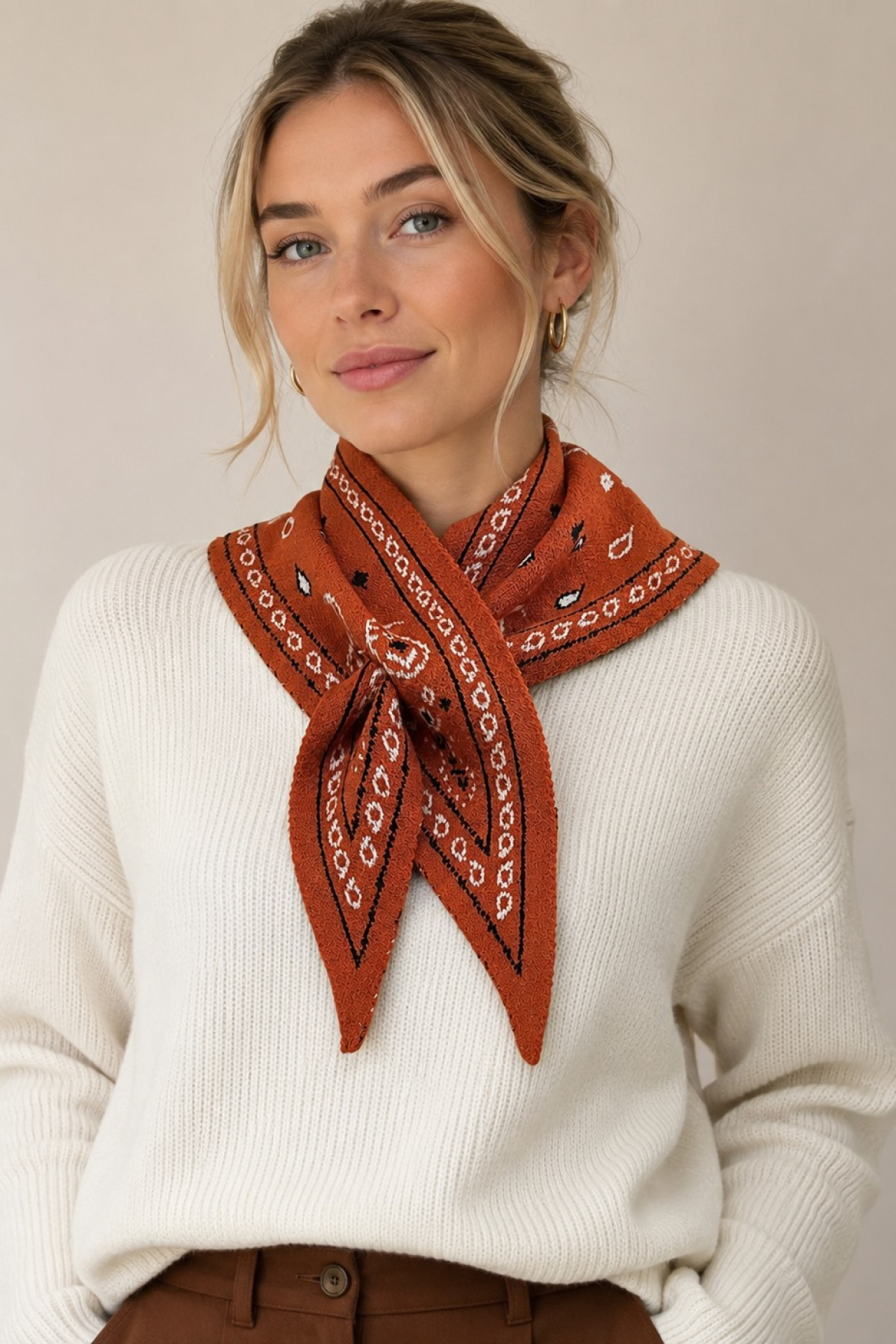 foulard triangle bandana epais orange (1)