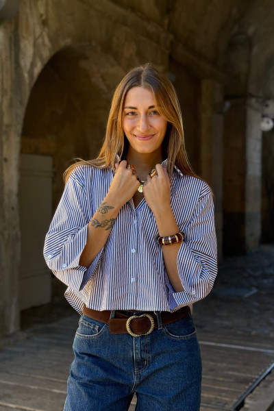 chemise a rayure marron et blanche 797