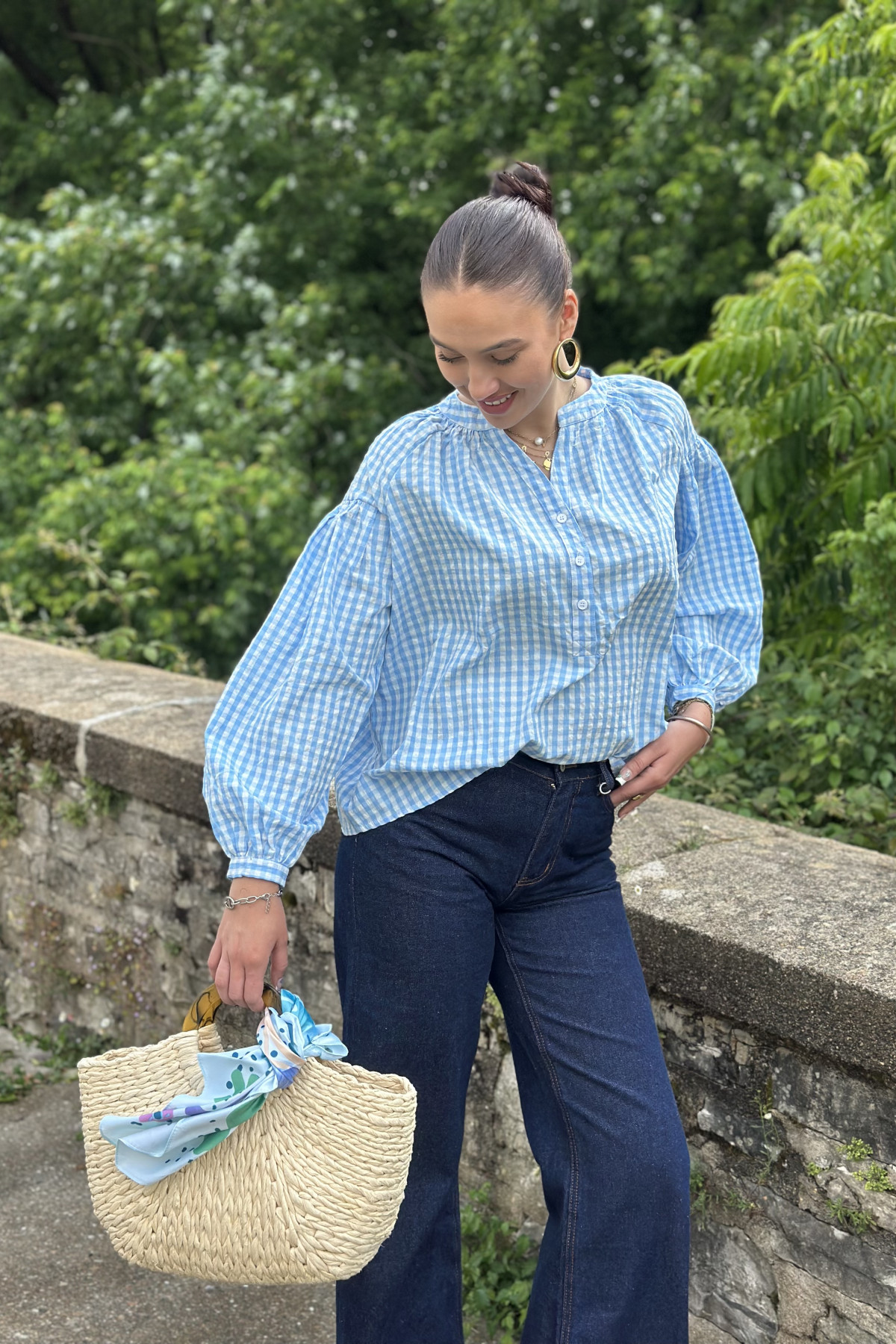 chemise carreaux vichy season bleu 14h165