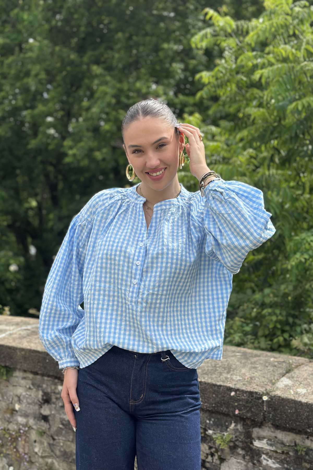 chemise carreaux vichy season bleu 14h165