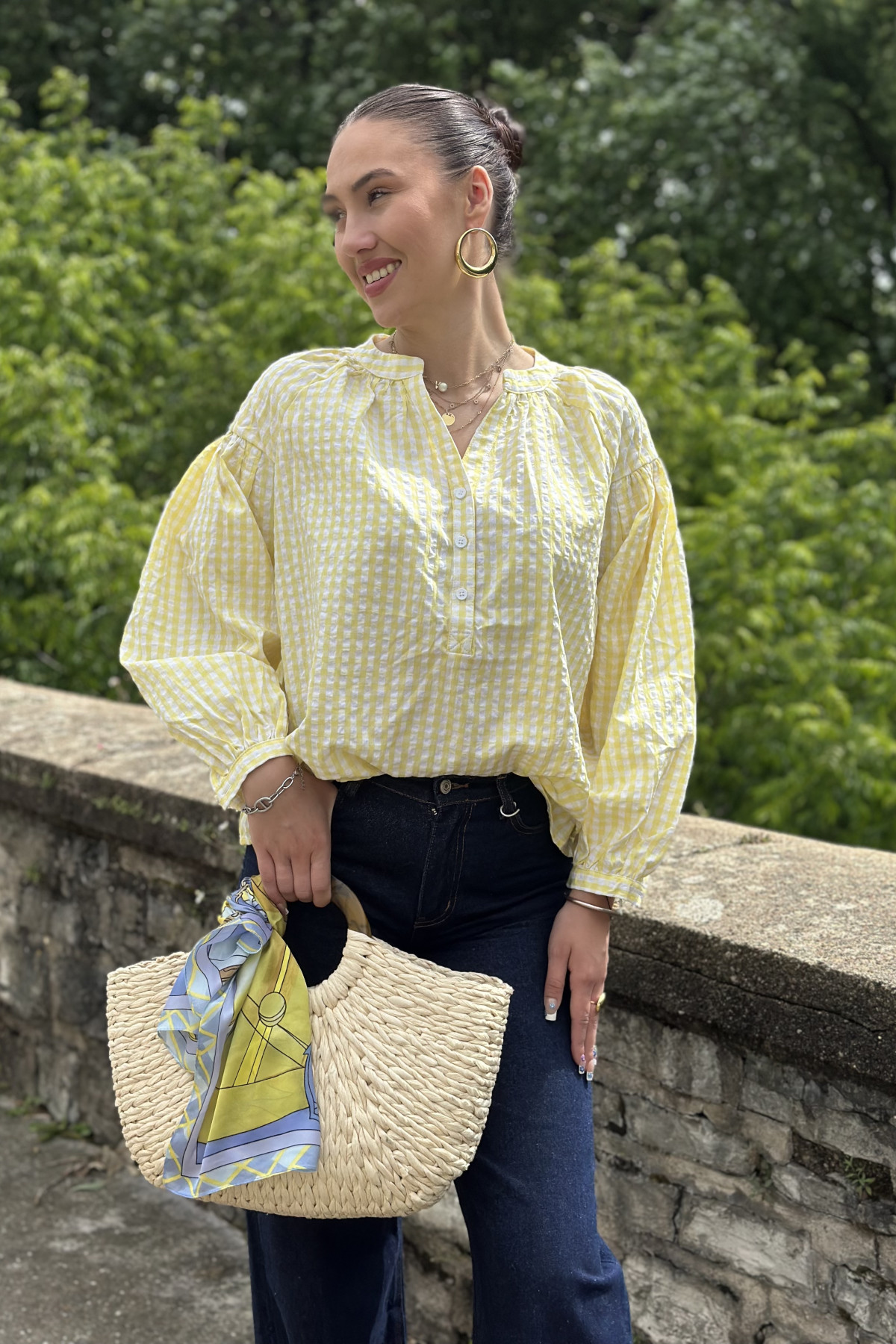 chemise carreaux vichy season jaune 14h165
