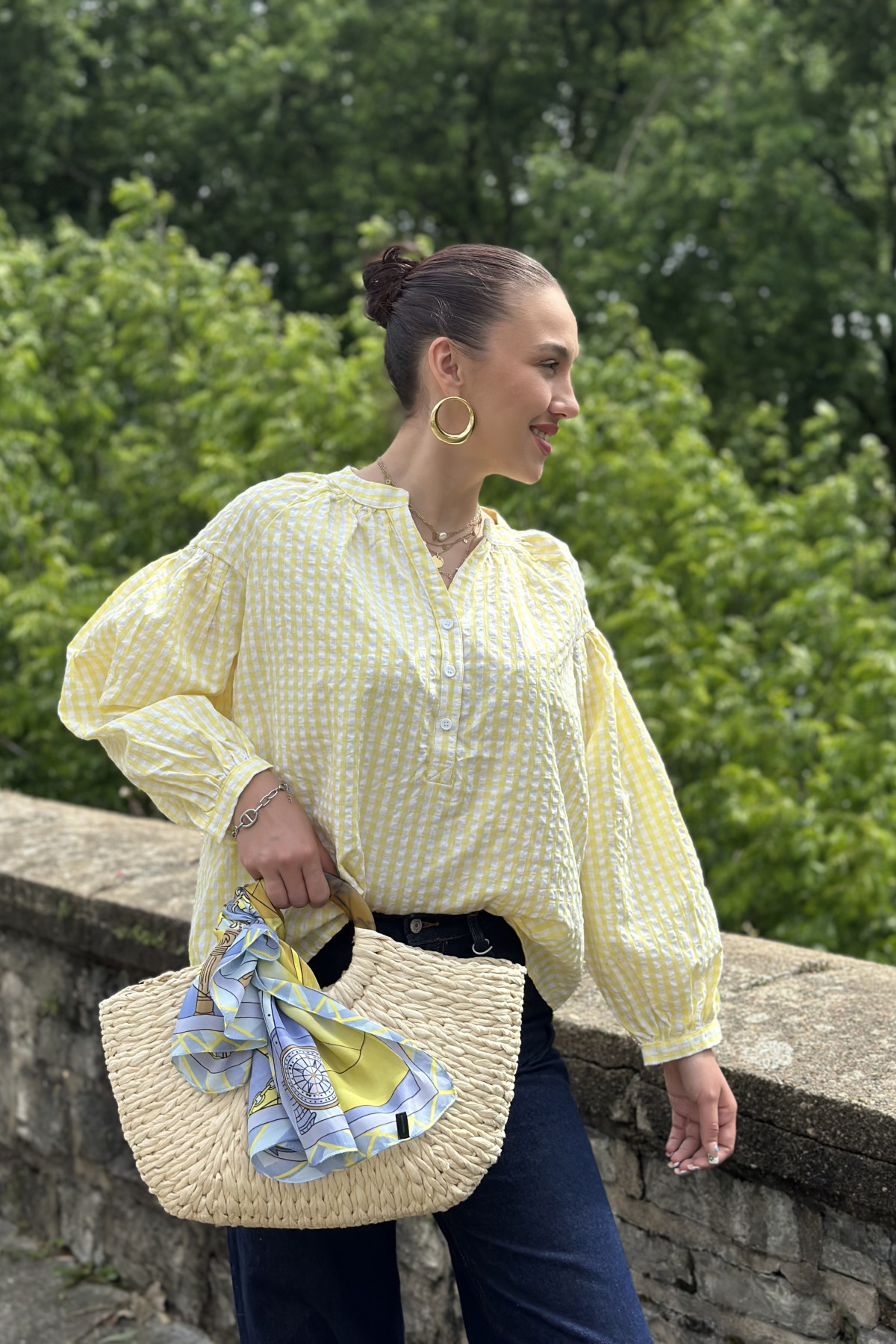 chemise carreaux vichy season jaune 14h165