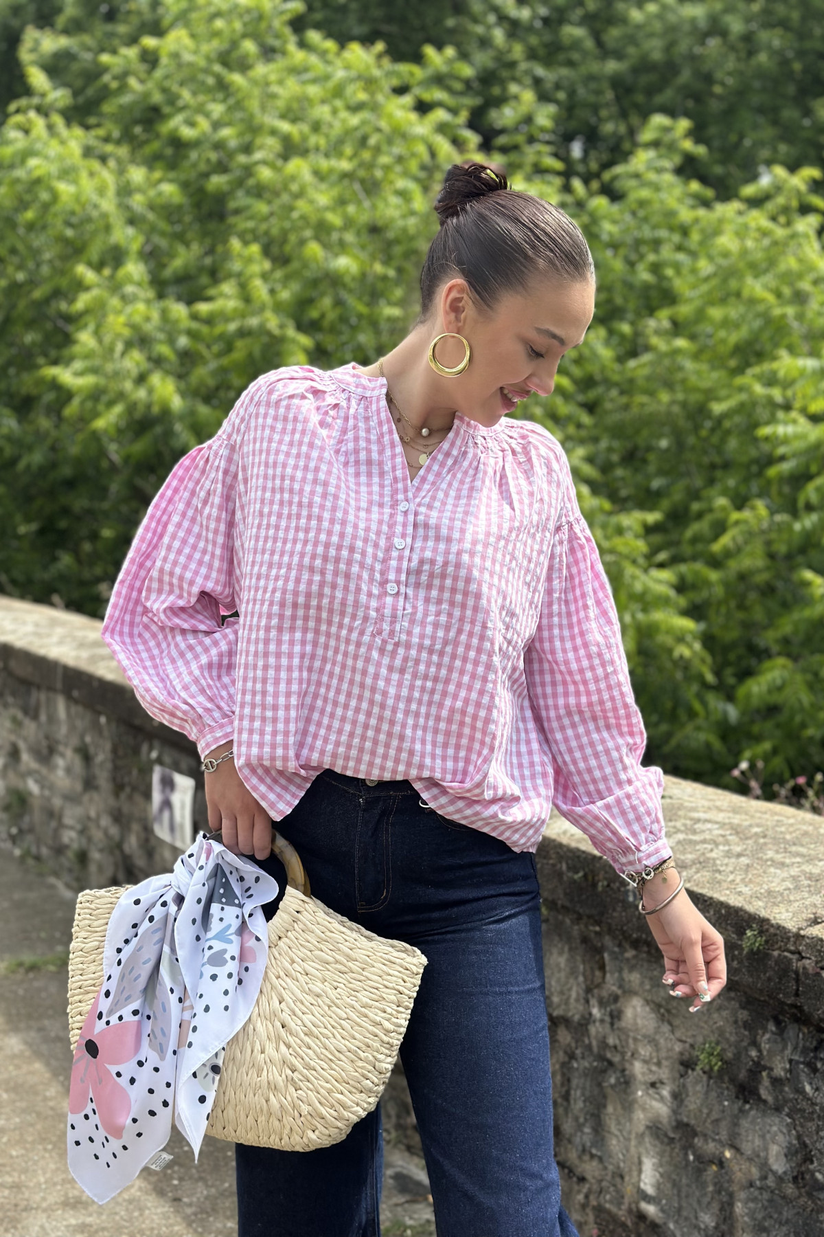 chemisier vichy rose season 14H165