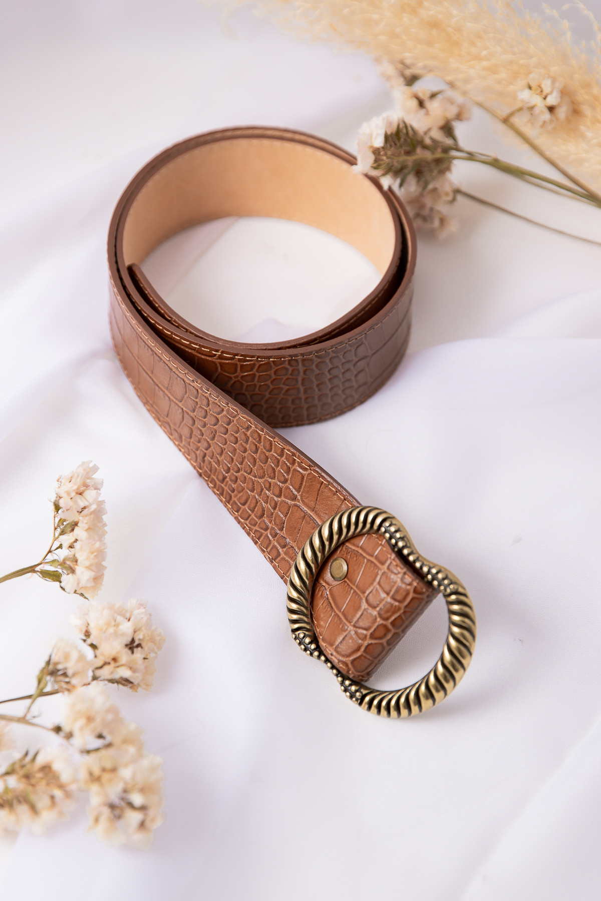 CHUMMY CEINTURE 230 EMILIE CUIR FEMME BOUCLE CAMEL EFFET CROCO