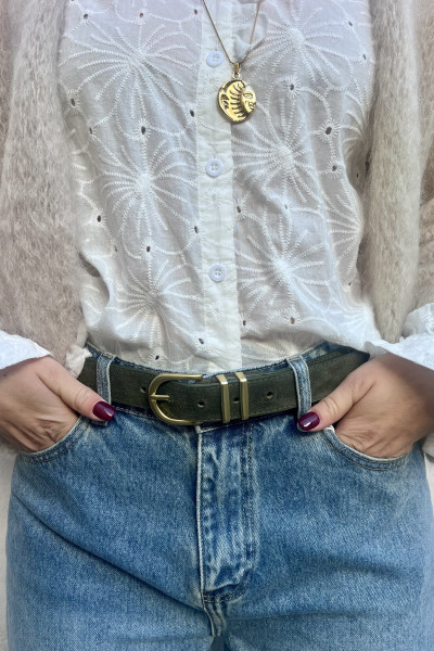 chummy ceinture croûte de cuir de vachette avec une boucle doré