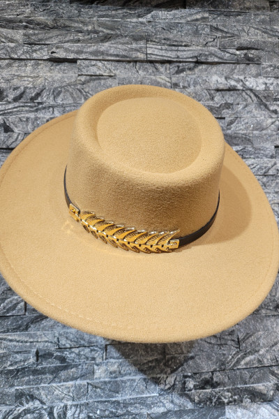CHUMMY CHAPEAU LOUIS 828 CAMEL FEUILLE OR 