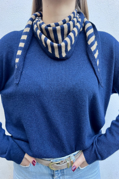 chummy foulard à rayures bleu et beige intuition 004