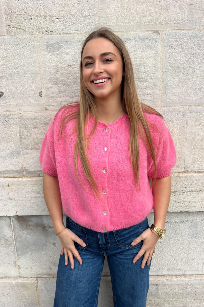 chummy gilet lili manches 3/4 rose 7529