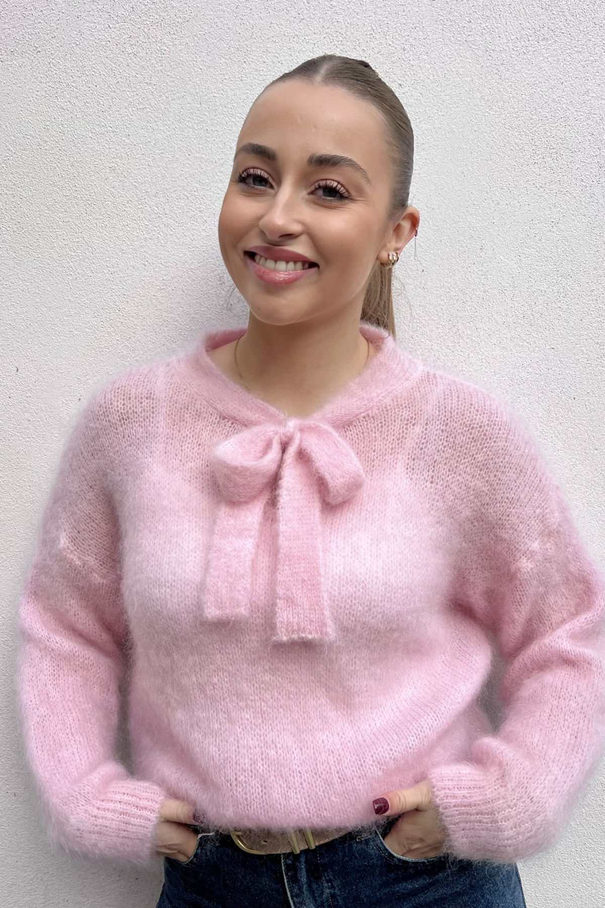 chummy pull en mohair à noeud 