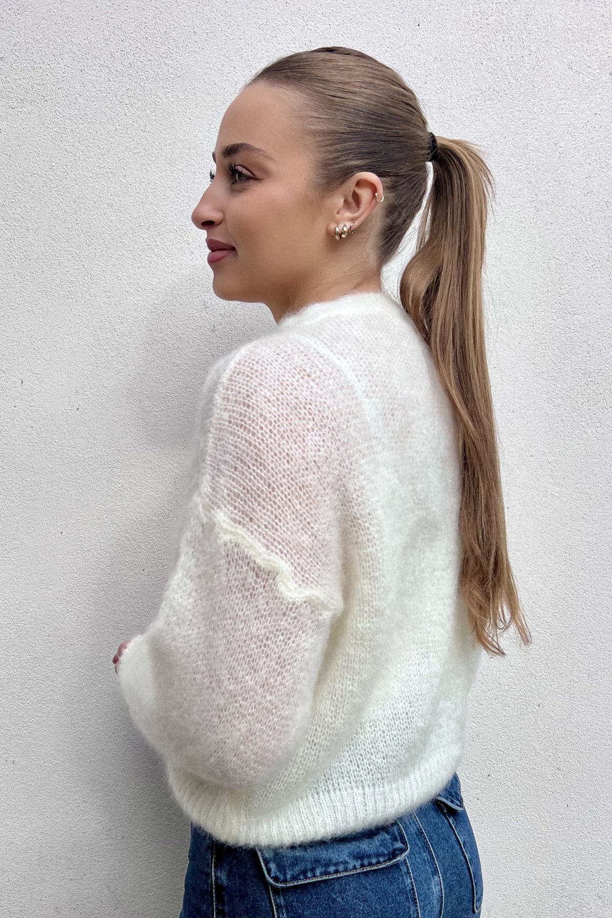 chummy pull en mohair à noeud 