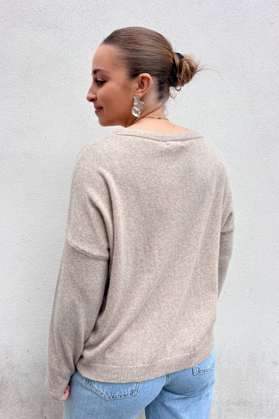 chummy pull fin en cachemire beige