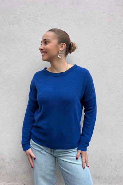 chummy pull fin en cachemire bleu