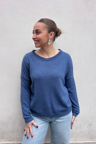 chummy pull fin en cachemire bleu