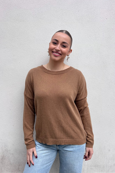 chummy pull fin en cachemire camel