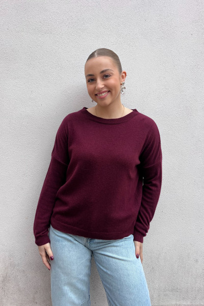 CHUMMY PULL EN CACHEMIRE LIE-DE-VIN